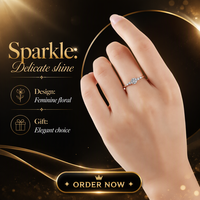 Bague en argent sterling S925 avec moissanite, motif floral, anneau fermé rond