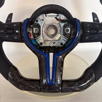Volant sport personnalisé pour modèles BMW F10 F18 F11 M6 M3 M4 M5 E81 F20 Bleu F30 E90 Forgé en fibre de carbone véritable