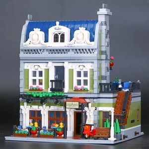 Casa de calle modelo café esquina restaurante parisino bloques de construcción ladrillos chico cumpleaños regalos de navidad 10312 10182 10243 10246 - Product Image 3