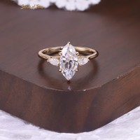 Bague trois pierres en moissanite taille marquise pour femme, argent sterling 925, 1, 2 ou 3 carats, pierres latérales en poire, vente en gros sur mesure en usine