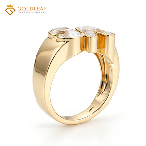 Bague personnalisée en or 14 carats avec moissanite D VVS1 de 1, 2, 3 ou 4 carats en forme de lettre, idéale pour un cadeau, un souvenir ou un usage quotidien - Product Image 2