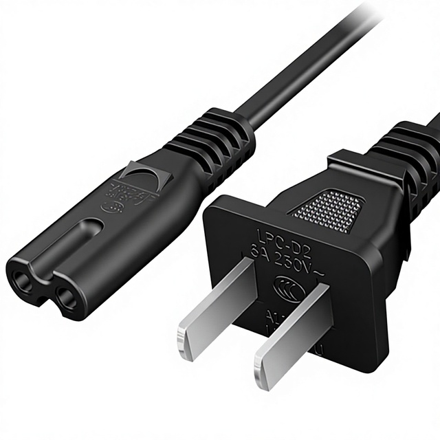 High Quality AC 2 Prong C8 Power Cord 5ft Standard 2-Slot for TV PS4 PS5 Speaker Monitor Xbox Wall Power Cable