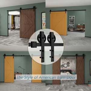 Kit de quincaillerie pour porte de grange double WEKIS au design moderne, en acier, laiton et alliage de zinc, avec installation facile par vis. - Product Image 4