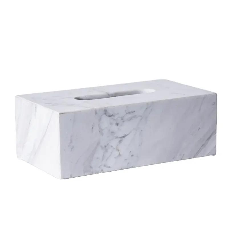 Doğal mermer doku kutusu İskandinav tarzı saklama kutusu dikdörtgen kaydırma kutusu oturma odası yatak banyo kağıt çizim dekorasyon