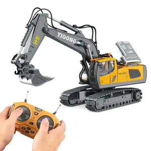 1:20 2.4G 11CH Alloy Veículos de Construção RC Truck Rádio Controle Digger Sets Controle Remoto Brinquedo Escavadeira Para Crianças