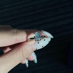 <b>Solitaire</b> <b>Ring</b> Oval Cut 2CT 3-5CT 18K IGI Certified CVD Lab Grown Diamond <b>Ring</b> for Engagement Wedding - Product Image 1