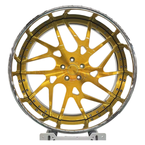 Ruedas y Volante Personalizados de Aleación Forjada, Escalonadas de 20, <span class=keywords><strong>21</strong></span>, 22, 23, 24 y 26 Pulgadas, con Tapa Central Flotante de <span class=keywords><strong>2</strong></span>/3 Piezas, en Oro Cromado - Product Image 4