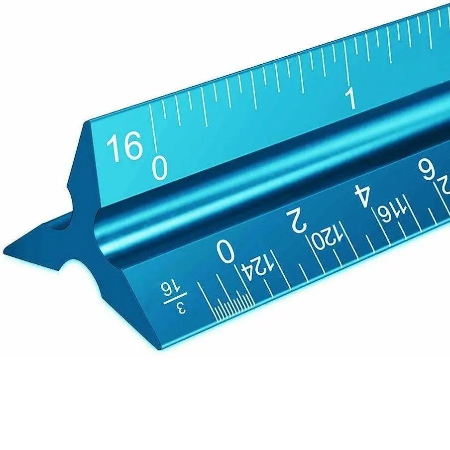 LULAND 12" Aluminum Architect Triangular Best Straight Edge Architectural Scale Ruler