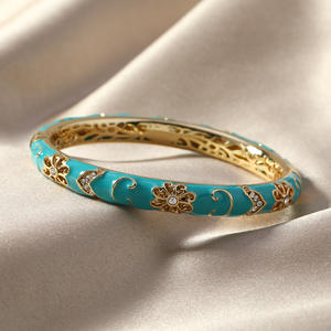 Neues Retro Chinoiserie Blau-Weißes Porzellan Armband, Zweilagiges Emaille Cloisonné Mode Armreif Cheongsam Schmuck - Product Image 6