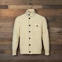 Pull tricoté décontracté et chaud pour homme, 100 % coton, beige pierre, avec patch brodé, style hiver