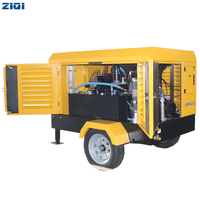 185cfm 8 Bar Diesel Mobile Petit mini compresseur d'air à vis à injection d'huile portable sur châssis pour sabler les travaux de construction