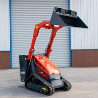Mini-chargeuse compacte chinoise avec bras télescopique hydraulique, tête de déchiquetage forestier, tarière, mélangeur et godet 4-en-1