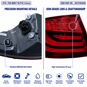 Conjunto de Luces Traseras LED para <span class=keywords><strong>BMW</strong></span> Serie 5 F10 F18, OE 63217203229 63217203230, Enchufar y Usar, Ajuste Directo, 520i 528i 535i - Product Image 4