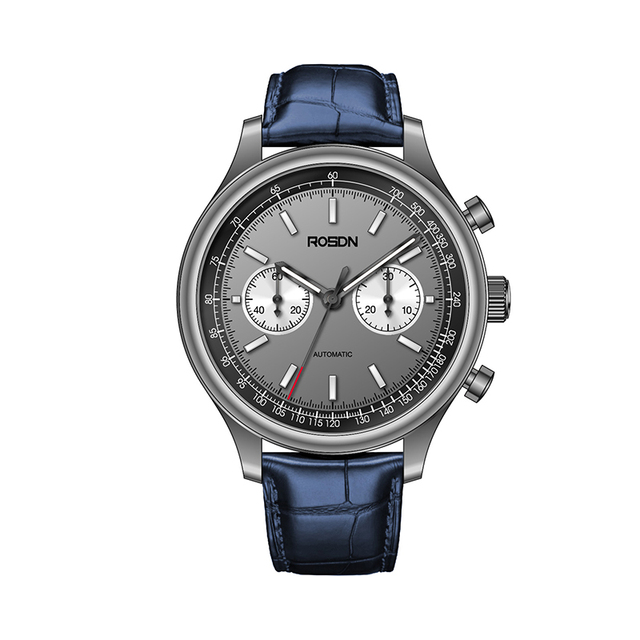 Multifunction Sub Dial Chronograph Quartz Watch Luxury Full Genuine Leather Strap Watch