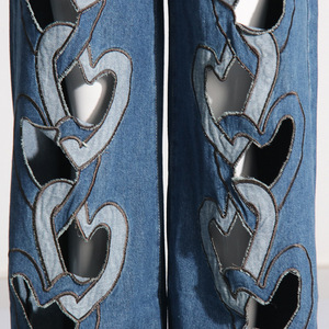 Nouvelle Collection – Jean Décontracté Tendance pour Femme – Taille Haute Ample avec Découpes Imprimées Cœur – Pantalon Large - Product Image 6