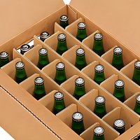 Boîte d'expédition pour bouteilles de bière divisée, emballage robuste pour bouteilles en verre, carton ondulé à 24 compartiments avec poignée