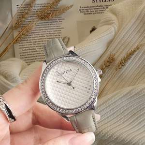 Nuevo Modelo de Reloj de Mujer con Bisel de Diamantes de Imitación Plateados, Correa de Cuero Rosa, Esfera con Patrón de Diamantes, Reloj de Pulsera de Lujo para Dama - Product Image 2