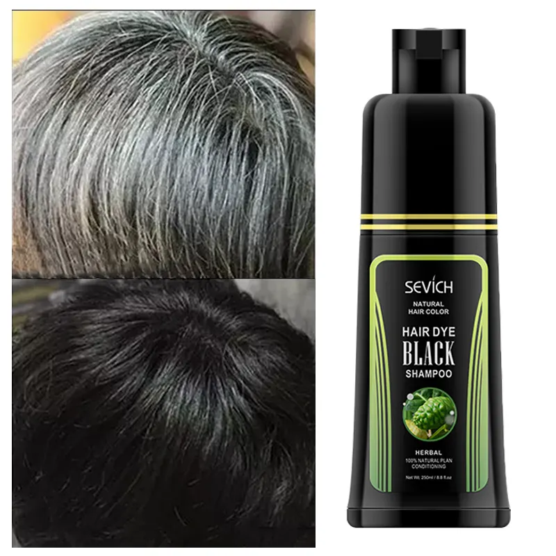 Private Label Organic Herbal Plant Hair Dye Shampoo Black Shampoo Hair Color For Men