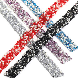 Xichuan vente en gros 1.2cm Bling auto-adhésif résine maille bandes avec perle ronde cristal strass Tube corde pour la décoration - Product Image 3