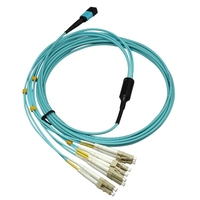 Kabel Breakout 8F OM3 MPO ke LC 40G/100G Multimode Fiber Optic Patch Cord LSZH untuk Switch Kepadatan Tinggi Pusat Data