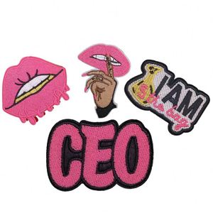 Patchs brodés thermocollants personnalisés de créateur, style Afro Black Girl Pink Style Mouth Lips Heels Ceo, pour vêtements - Product Image 2