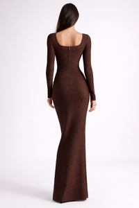 Robe longue moulante de soirée élégante pour <span class=keywords><strong>femme</strong></span>, à manches longues, extensible, coupe ajustée, de créateur, de luxe, vente en gros, personnalisée OEM SHENGFU - Product Image 2