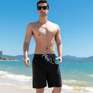 2023 été nouveau Spot hommes séchage rapide pantalons de plage européen et américain maillot de bain noir décontracté Shorts peut être imprimé Logo