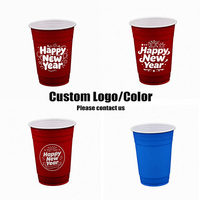 Gobelets en plastique PP jetables rouges de 16 oz pour jeux de beer pong, idéaux pour les fêtes, bars et piscines – Couleurs personnalisées en gros