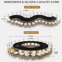 Table de luxe en acier inoxydable avec plateau en verre trempé doré, design serpentin, moderne, portable, pour salle à manger, salon, extérieur, mariages
