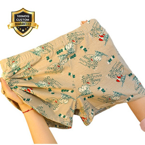 Mode imprimé motif <span class=keywords><strong>Beige</strong></span> coton coupe ample <span class=keywords><strong>Boxer</strong></span> respirant confortable hommes sous-vêtements boxeurs pour hommes Ropa intérieur - Product Image 1