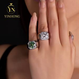 GRA鑑定書付き 5カラット ブリリアントカット 本物ダイヤモンドパス ダークグリーン モアッサナイトメンズリング ウェディングギフト - Product Image 6