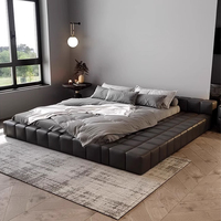 Gainsville Furniture villa brun velours doux lit double hôtel chambre à coucher d'hôtel dossier rembourré meubles de lit king size