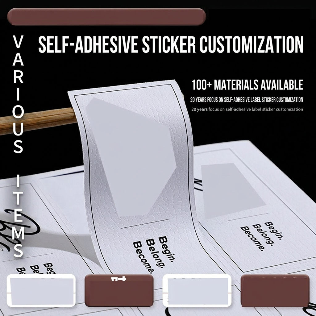 Custom Logo Art Paper Adhesive Stickers Labels - Recycled Waterproof Eco- Friendly Durable for Packaging