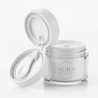 Pot à crème cosmétique transparent en PP, réutilisable, rond, en plastique, avec couvercle à clapet, emballage personnalisé avec logo, 50 ml