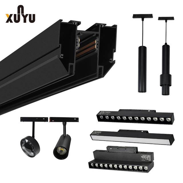 48V LED Track Light System Magnetic Spot Rail COB Recessed Stretch Ceiling for Home Hotel Commercial Shop