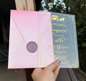 Invitación <span class=keywords><strong>de</strong></span> Quinceañera <span class=keywords><strong>de</strong></span> Lujo y Elegante con Impresión Completa <span class=keywords><strong>de</strong></span> <span class=keywords><strong>Princesa</strong></span> XV Años, Tarjeta <span class=keywords><strong>de</strong></span> Invitación <span class=keywords><strong>de</strong></span> Acrílico Transparente con Sobre Negro - Product Image 4