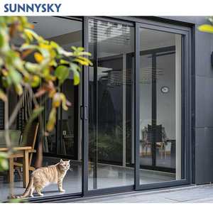 Sunnysky AS2207 porta scorrevole in alluminio dal Design moderno per ville in vetro temperato laminato doppio con chiusura a maniglia dorico - Product Image 6