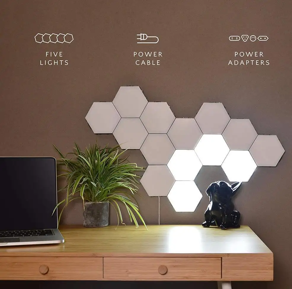 Creative Smart Removable Wall Lamp Quantum Modular Touch Hexagon Geometry Splicing Hex Honeycomb White Led Night Light