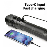 Lampe torche d'urgence en alliage d'aluminium rechargeable avec zoom télescopique, haute luminosité, batterie au lithium, lampe torche tactique LED pour l'extérieur