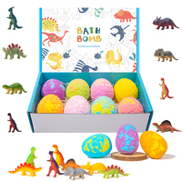 Bombes de bain œufs de dinosaure pour enfants, marque privée, produits de spa, bombes de bain bio avec jouet à l'intérieur, boules de bain effervescentes naturelles, coffret cadeau pour enfants