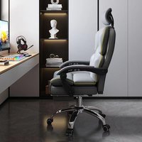 Fauteuil de bureau ergonomique de luxe pivotant et inclinable, avec massage, réglage de la hauteur, dossier marron, repose-pieds et soutien lombaire, modèle Brésil Noir