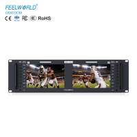 Monitor de Montaje en Rack FEELWORLD FRM701G, Doble Pantalla de 7 Pulgadas, 3RU, 12G-SDI, 4K HDMI, 1920x1200 IPS, OEM, Directo de Fábrica, Embalaje con Logotipo Personalizado
