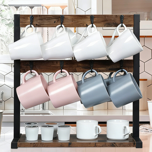 Estante <span class=keywords><strong>de</strong></span> Almacenamiento <span class=keywords><strong>para</strong></span> Tazas <span class=keywords><strong>de</strong></span> Café y Té, Estilo Vintage, Multi-Nivel, <span class=keywords><strong>de</strong></span> Madera Sólida, Impermeable, con Drenaje, Tipo Vertical, <span class=keywords><strong>para</strong></span> Escritorio - Product Image 3