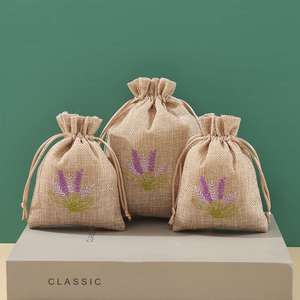 Wholesale Eco-Friendly Reusable <b>Textile</b> <b>Packaging</b> Embroidery Lavender Dried Flower Linen Jute Drawstring Gift Bags - Product Image 1