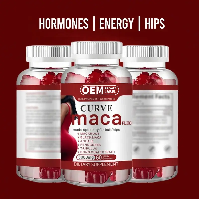 OEM Curve Maca Plus Gummies 3000 mg Made Specialty for Butt/Hip High Potency 15:1 Concentrate Dietary Supplement