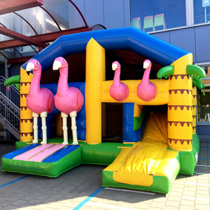 Castillo inflable multijugador con forma de flamenco y tobogán, casas inflables para fiestas, castillo inflable. - Product Image 1