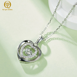 สร้อยคอจี้รูปหัวใจคู่ประดับเพชรแล็บโกรว์ 18K ทองคำขาว พร้อมใบรับรอง IGI สี D ความใส VVS ของขวัญสั่งทำพิเศษ - Product Image 3