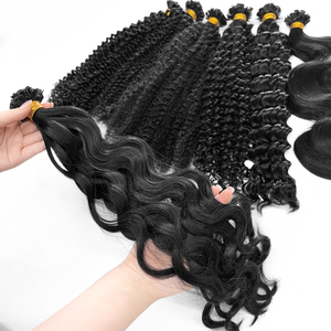 Extension per capelli umani ricciolenti ricciolesi a doppio colore nero - Product Image 3