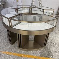 Vitrine à bijoux de luxe personnalisée, ensemble de présentoirs ronds en verre, comptoir de présentation pour bijouterie à vendre