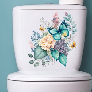 Autocollant floral décoratif <span class=keywords><strong>pour</strong></span> toilettes, papier adhésif, papillon, papier peint mural - Product Image 1